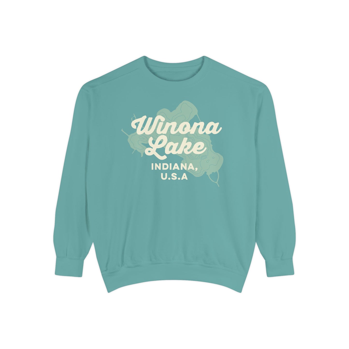 Winona Lake Vintage Map Crewneck Sweatshirt - Unisex