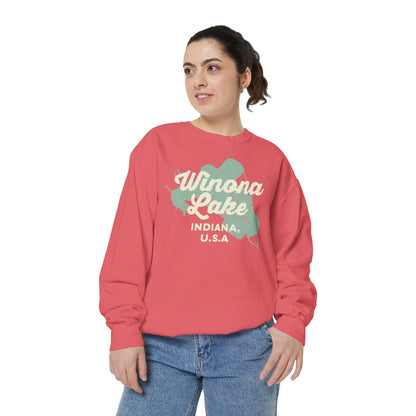 Winona Lake Vintage Map Crewneck Sweatshirt - Unisex
