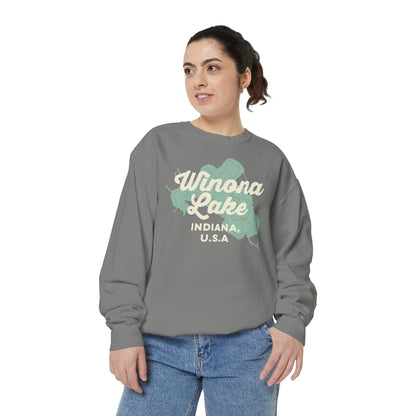 Winona Lake Vintage Map Crewneck Sweatshirt - Unisex