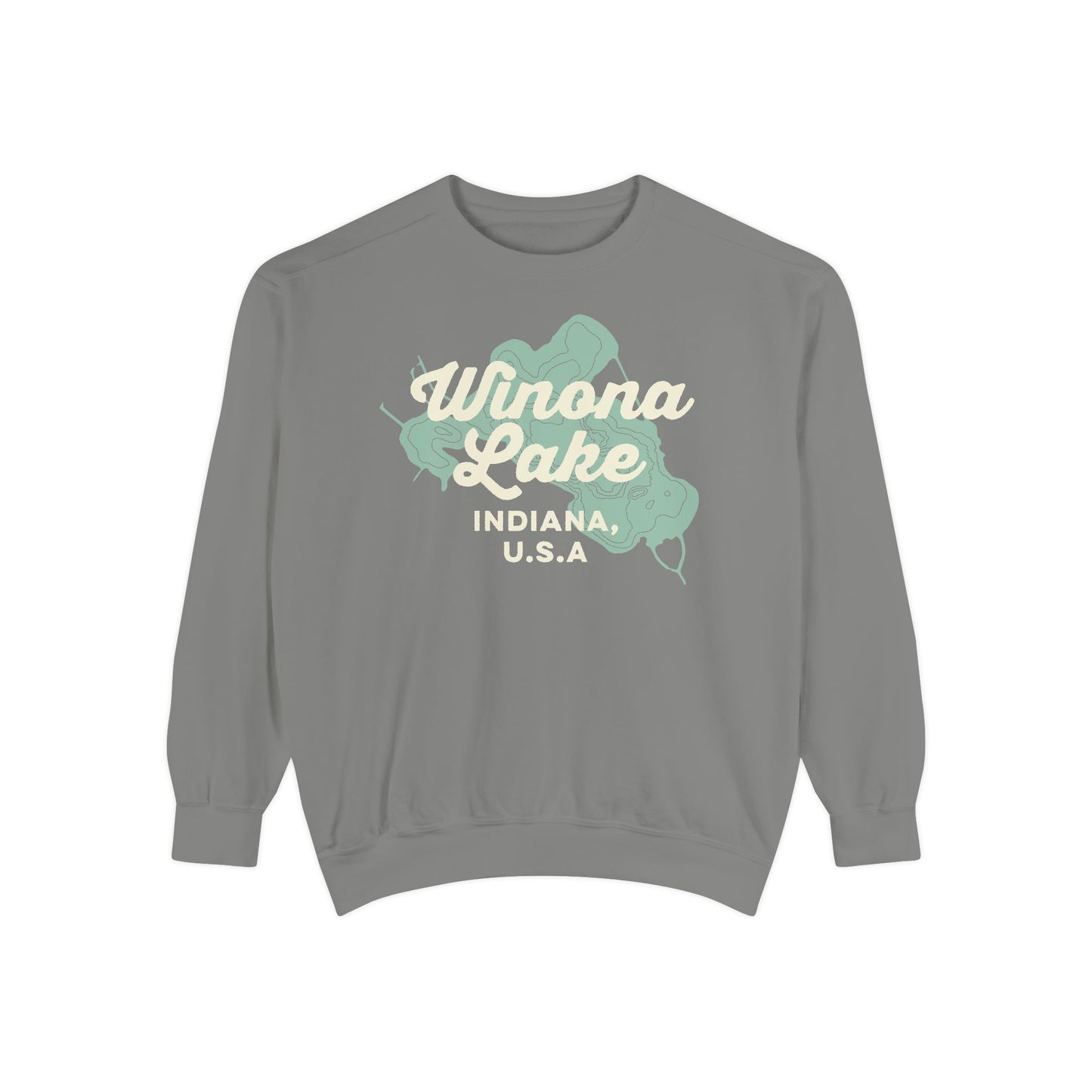 Winona Lake Vintage Map Crewneck Sweatshirt - Unisex