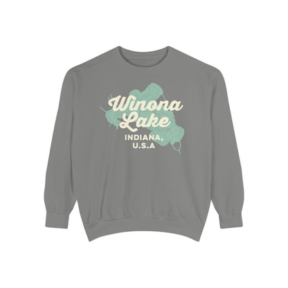 Winona Lake Vintage Map Crewneck Sweatshirt - Unisex