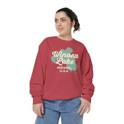 Winona Lake Vintage Map Crewneck Sweatshirt - Unisex