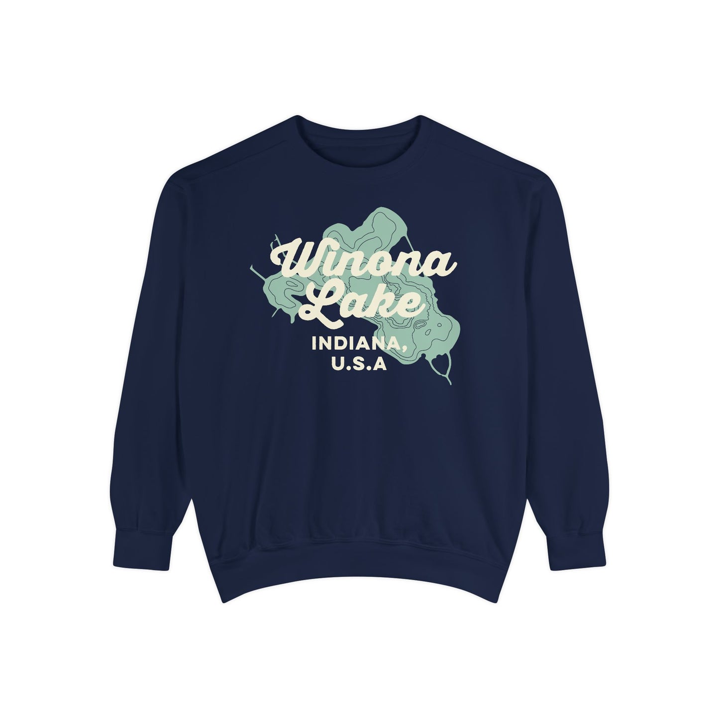 Winona Lake Vintage Map Crewneck Sweatshirt - Unisex