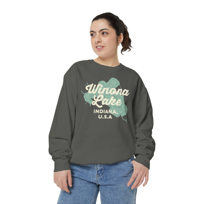Winona Lake Vintage Map Crewneck Sweatshirt - Unisex