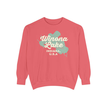 Winona Lake Vintage Map Crewneck Sweatshirt - Unisex