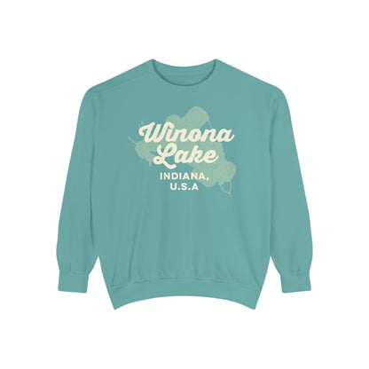 Winona Lake Vintage Map Crewneck Sweatshirt - Unisex
