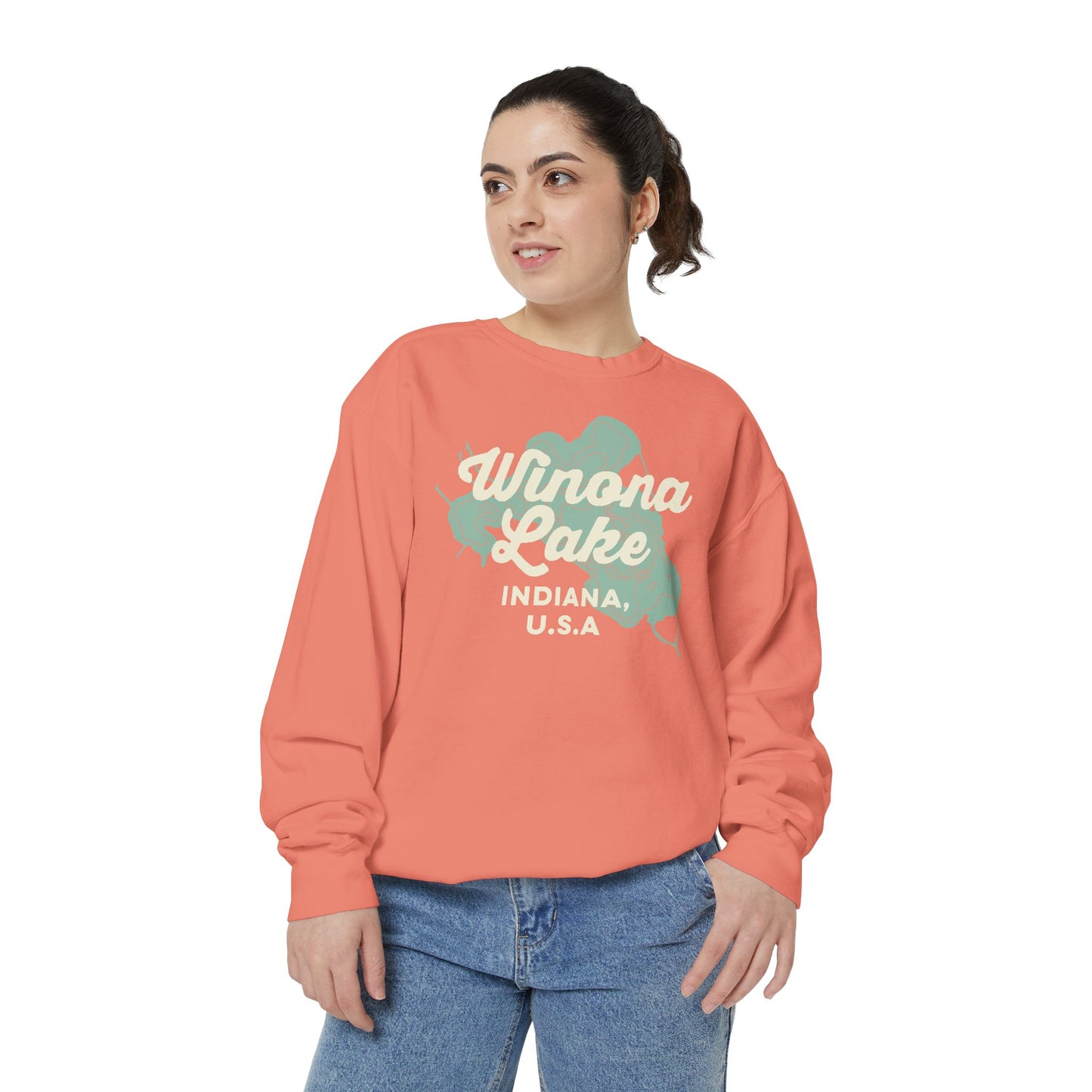 Winona Lake Vintage Map Crewneck Sweatshirt - Unisex