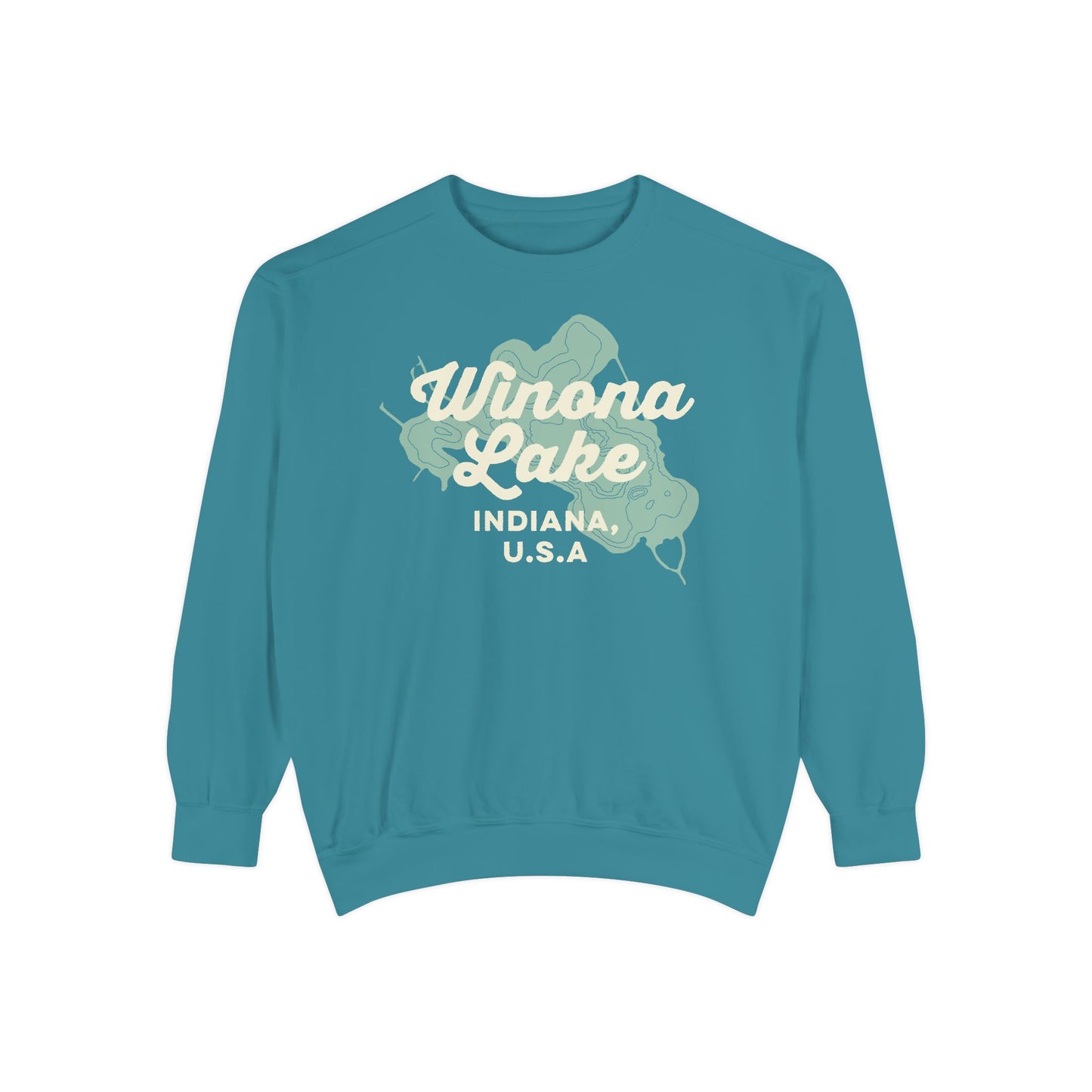 Winona Lake Vintage Map Crewneck Sweatshirt - Unisex