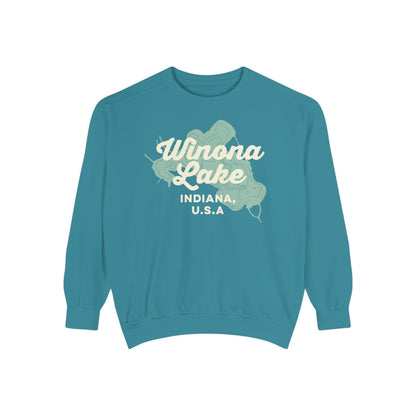 Winona Lake Vintage Map Crewneck Sweatshirt - Unisex