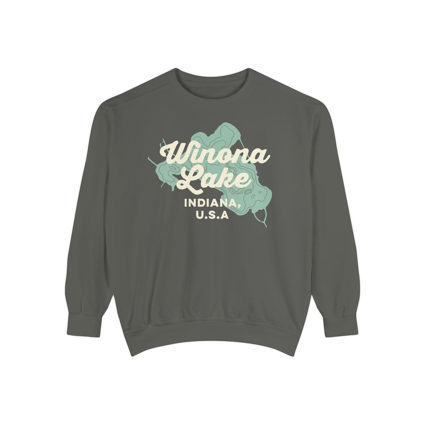 Winona Lake Vintage Map Crewneck Sweatshirt - Unisex