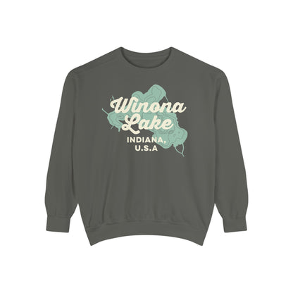 Winona Lake Vintage Map Crewneck Sweatshirt - Unisex