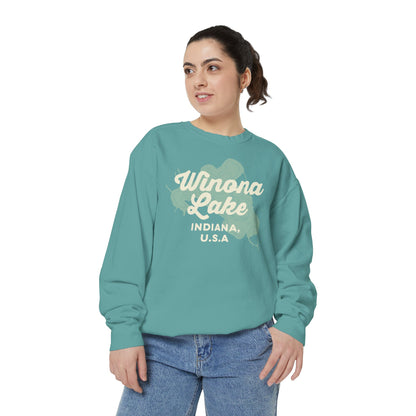 Winona Lake Vintage Map Crewneck Sweatshirt - Unisex