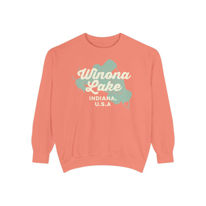 Winona Lake Vintage Map Crewneck Sweatshirt - Unisex
