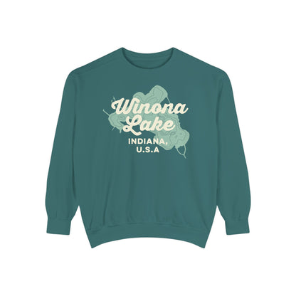 Winona Lake Vintage Map Crewneck Sweatshirt - Unisex