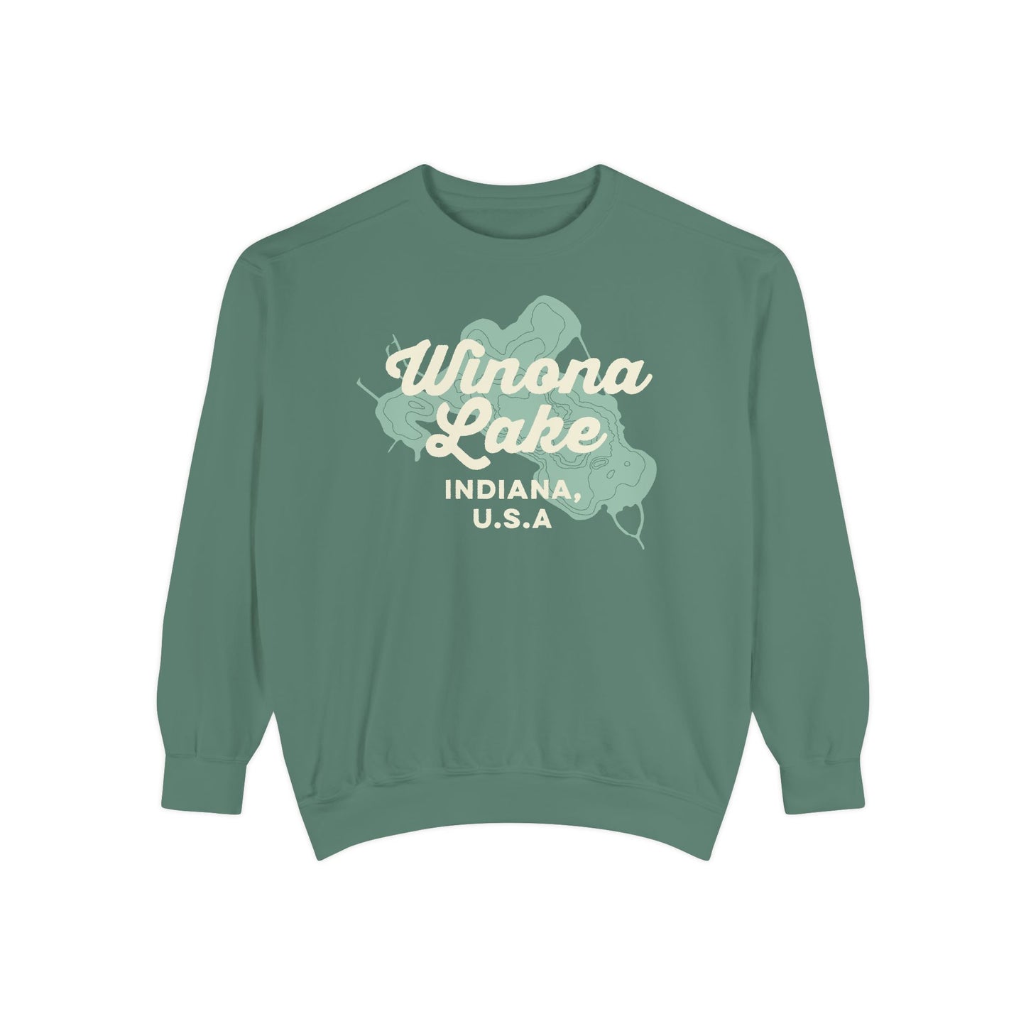Winona Lake Vintage Map Crewneck Sweatshirt - Unisex
