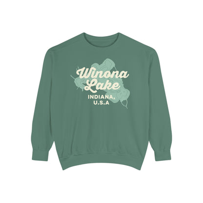 Winona Lake Vintage Map Crewneck Sweatshirt - Unisex