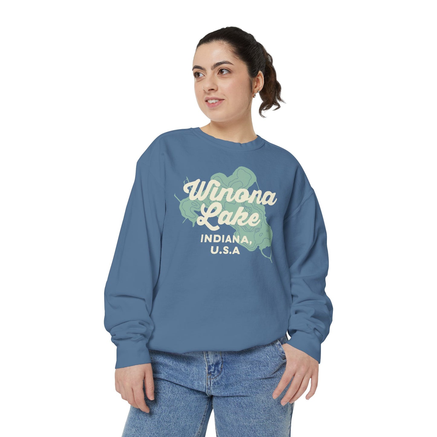 Winona Lake Vintage Map Crewneck Sweatshirt - Unisex