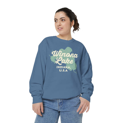 Winona Lake Vintage Map Crewneck Sweatshirt - Unisex