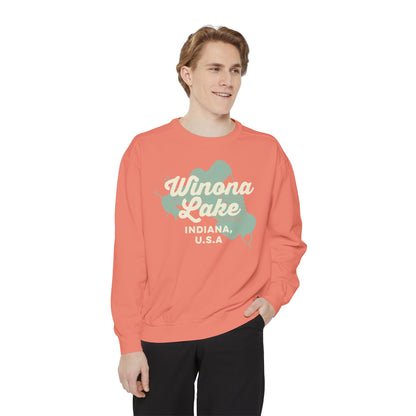 Winona Lake Vintage Map Crewneck Sweatshirt - Unisex