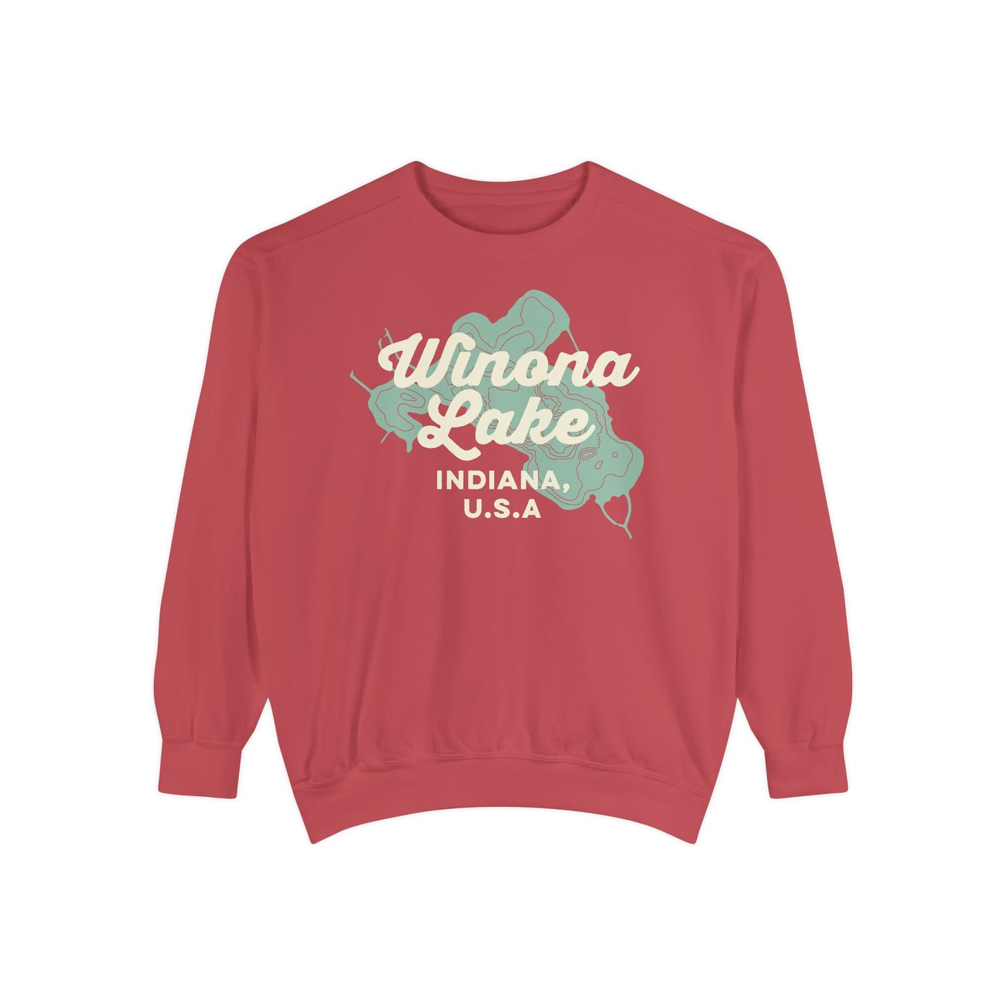 Winona Lake Vintage Map Crewneck Sweatshirt - Unisex