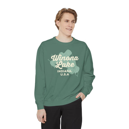 Winona Lake Vintage Map Crewneck Sweatshirt - Unisex