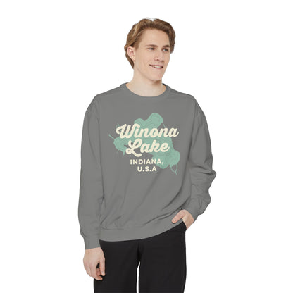 Winona Lake Vintage Map Crewneck Sweatshirt - Unisex