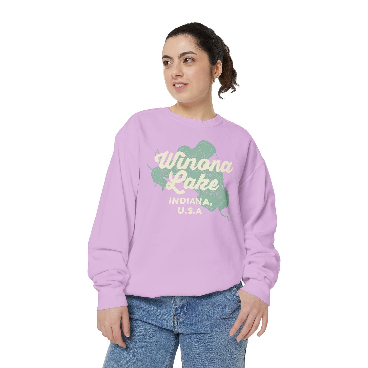 Winona Lake Vintage Map Crewneck Sweatshirt - Unisex