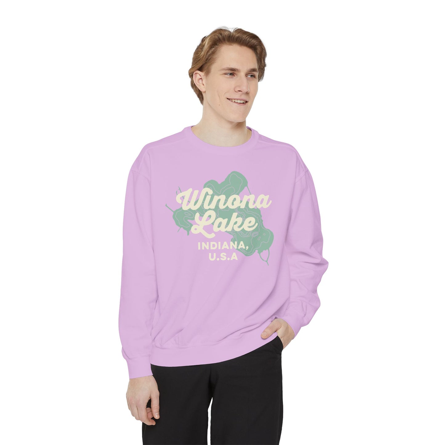 Winona Lake Vintage Map Crewneck Sweatshirt - Unisex