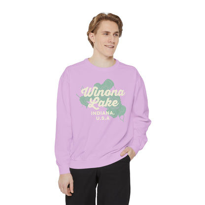 Winona Lake Vintage Map Crewneck Sweatshirt - Unisex