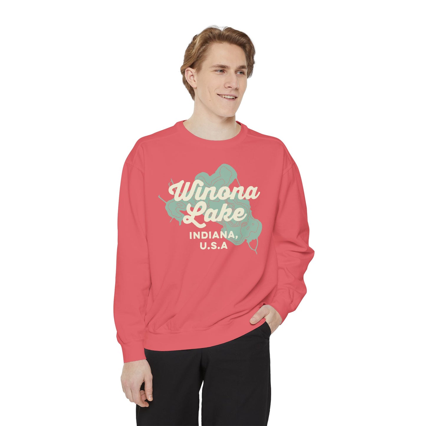 Winona Lake Vintage Map Crewneck Sweatshirt - Unisex
