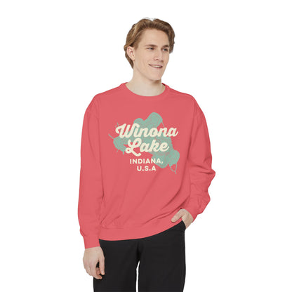 Winona Lake Vintage Map Crewneck Sweatshirt - Unisex