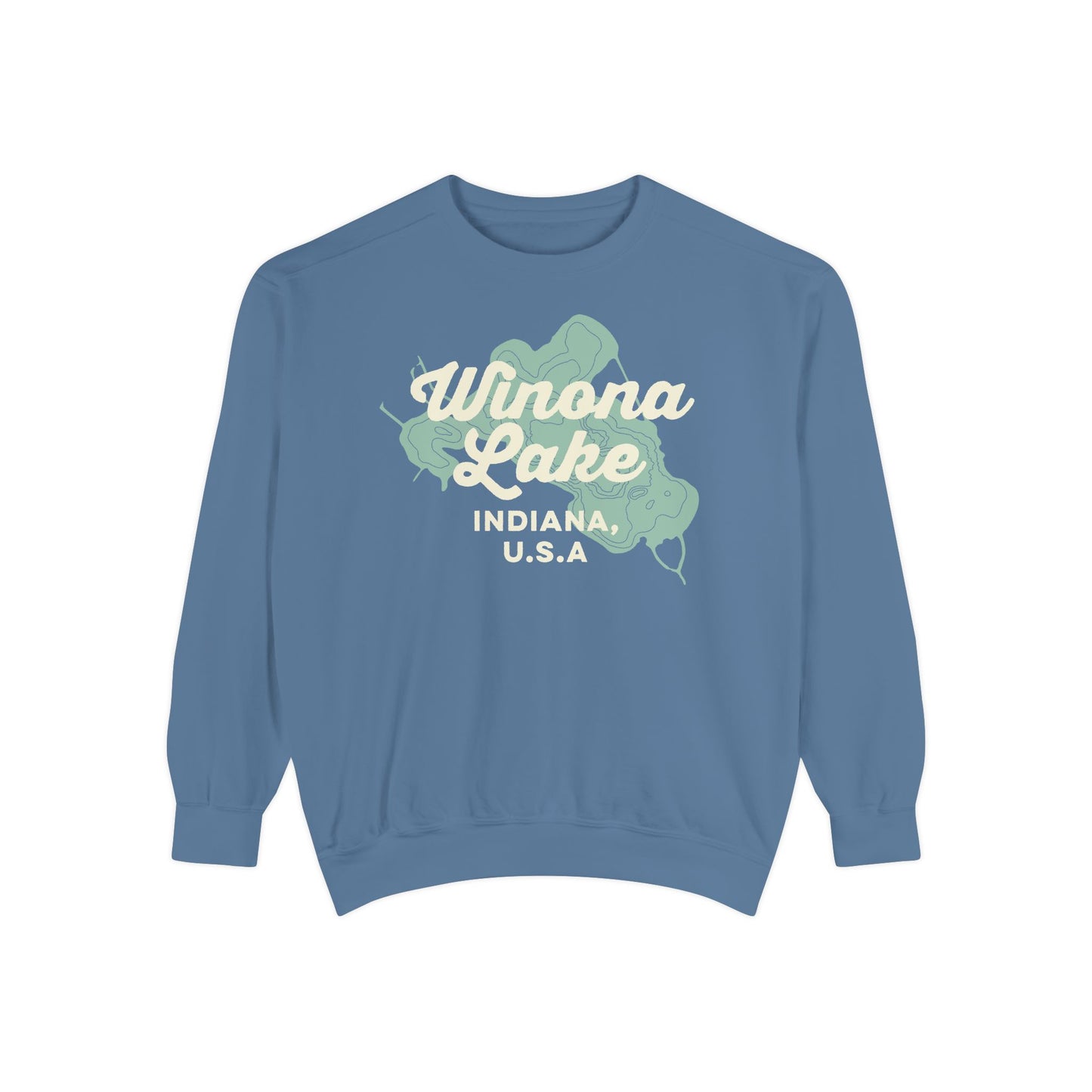 Winona Lake Vintage Map Crewneck Sweatshirt - Unisex