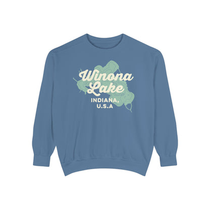 Winona Lake Vintage Map Crewneck Sweatshirt - Unisex